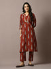 Myshka Women's Rust Printed Cotton Straight Party Kurta Set - Distacart
