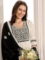 Thumbnail for Anouk Women Ethnic Motifs Regular Thread Work Kurta with Palazzos & With Dupatta