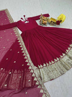 Thumbnail for Teeya Creation Womens New Stylish Heavy Sequence Embroidery Work Pink Gown Set - Dista