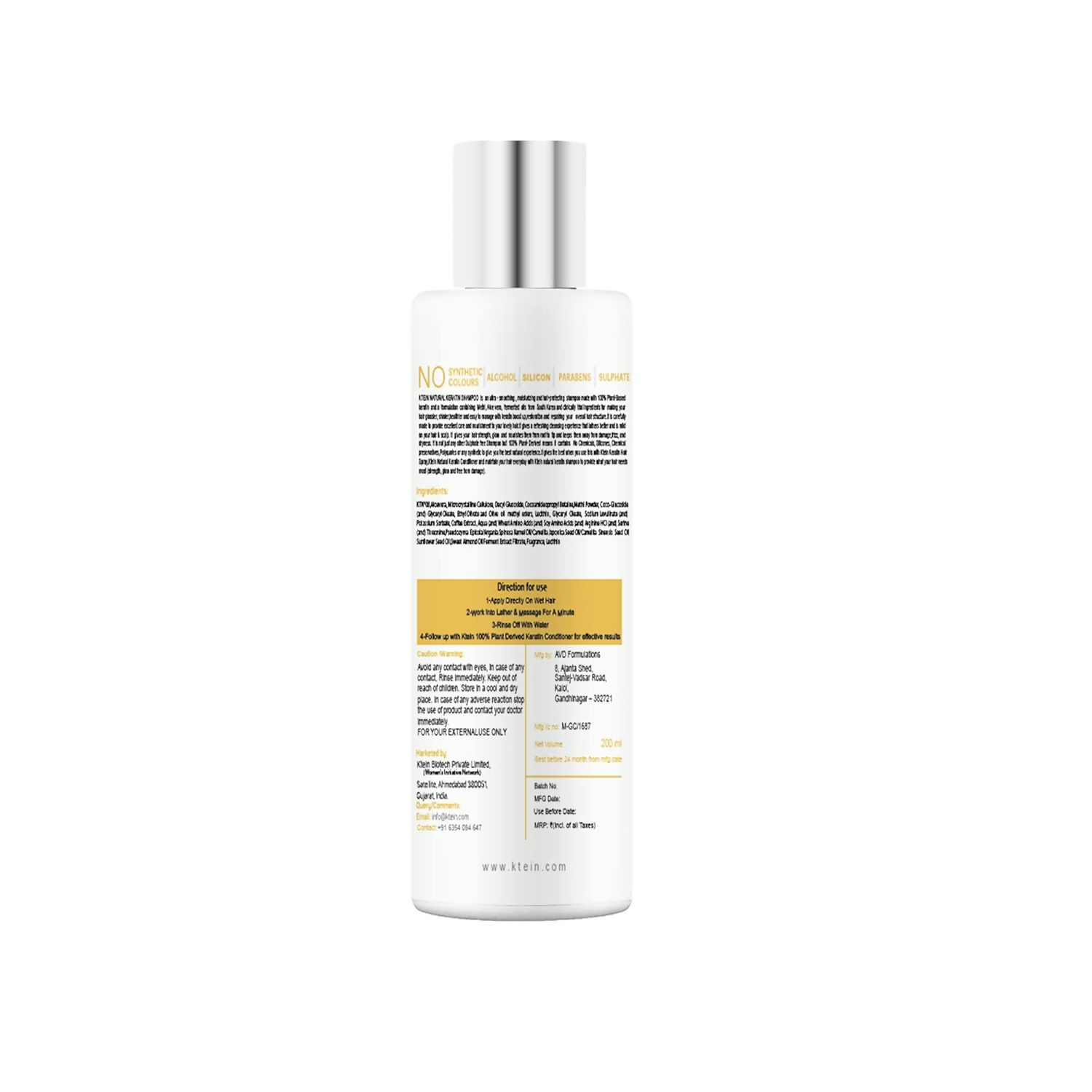 Ktein Natural 100% Plant Derived Keratin Shampoo - Distacart