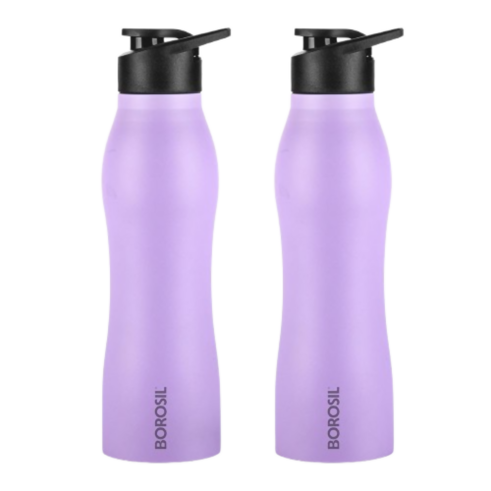 Borosil Hydra Grip Go Stainless Steel Water Bottle - Purple - Dista