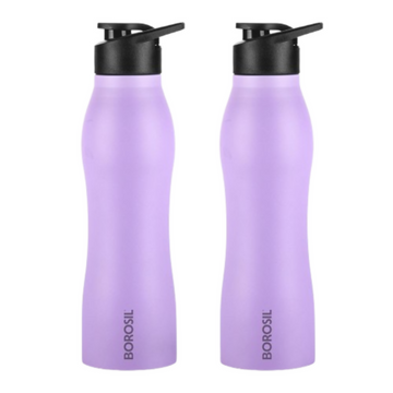 Borosil Hydra Grip Go Stainless Steel Water Bottle - Purple - Dista