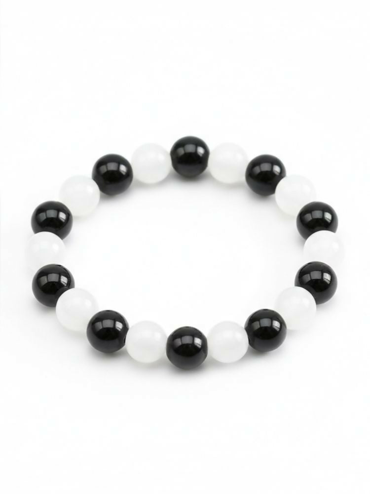 NVR Unisex Set of 2 Black & White crystal beaded Bracelet - Distacart