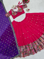 Thumbnail for Preksha Creation Red Foux Georgette With Thread With 9Mm Sequence Women Lehenga Choli - Distacart