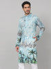 Palm Trees Print Silk Kurta by Hilo Design - Distacart