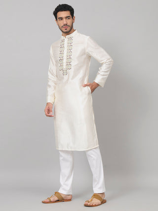 Rein Multicolor Embroidered Silk Kurta by Hilo Design