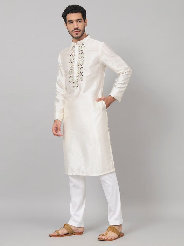 Rein Multicolor Embroidered Silk Kurta by Hilo Design