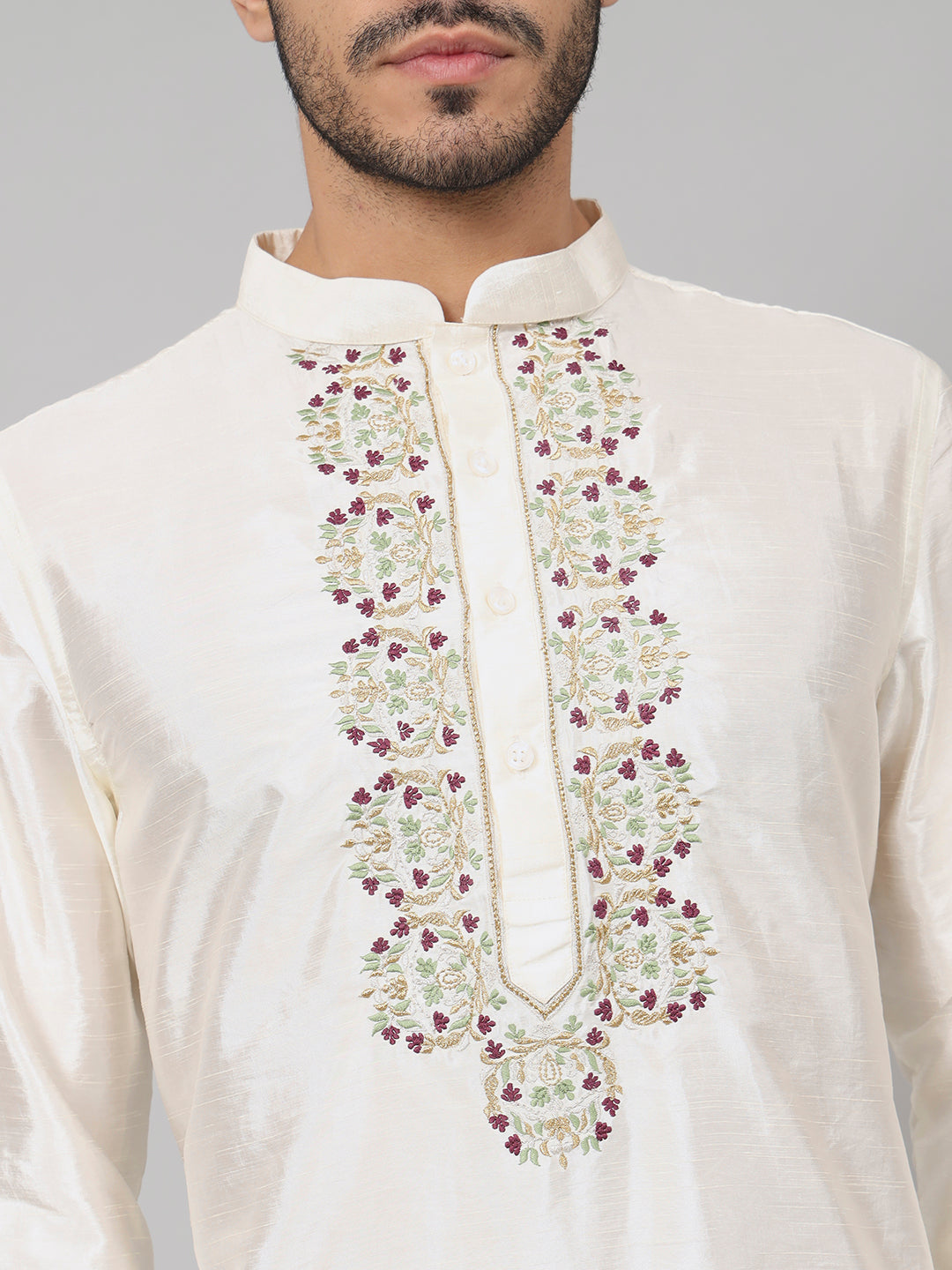 Rein Multicolor Embroidered Silk Kurta by Hilo Design - Distacart