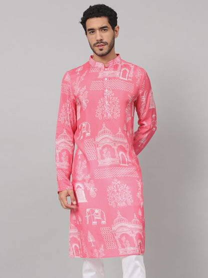 Botanical Architecture Traditional Printed Silk Kurta by Hilo Design - Distacart