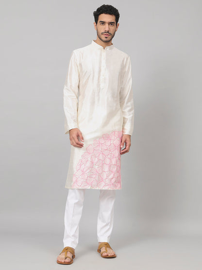 Contours Patels Embroidered Silk Kurta by Hilo Design - Distacart