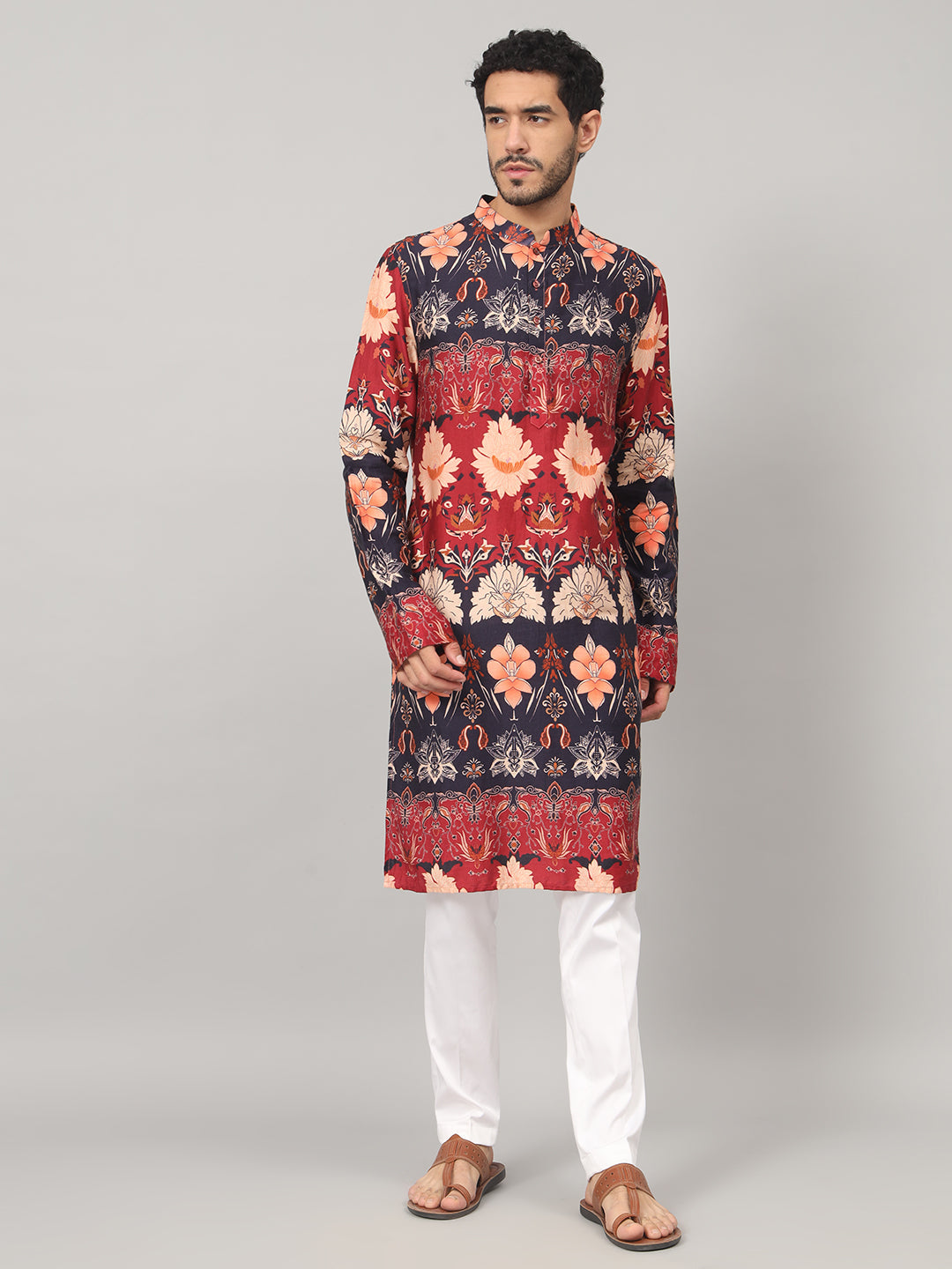 Blossom Print Cotton Kurta by Hilo Design - Distacart