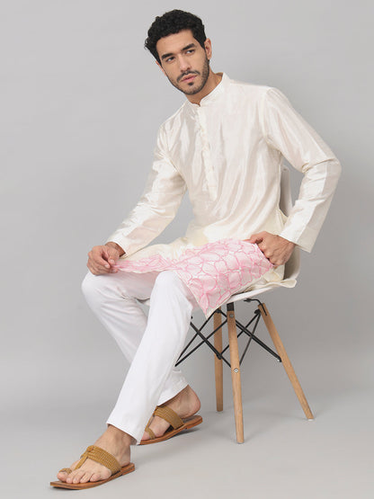 Contours Patels Embroidered Silk Kurta by Hilo Design - Distacart