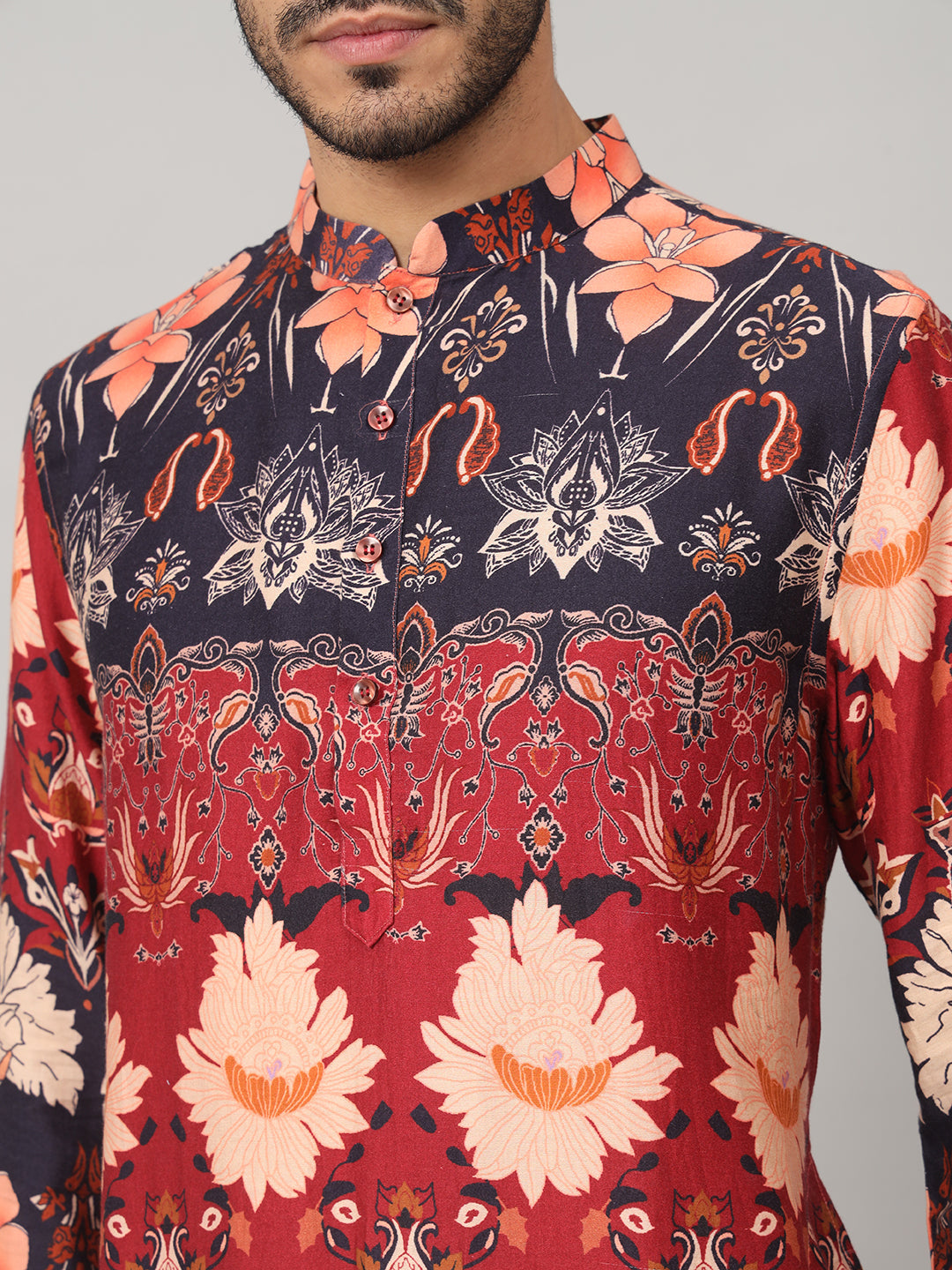 Blossom Print Cotton Kurta by Hilo Design - Distacart