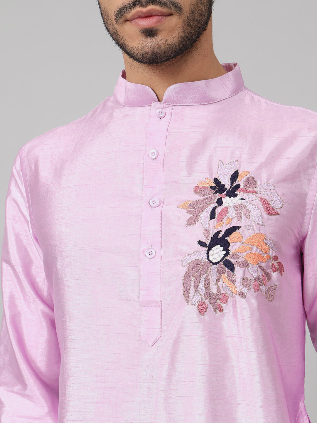 Silk Embroidered Kurta With Twilight Threads by Hilo Design - Distacart