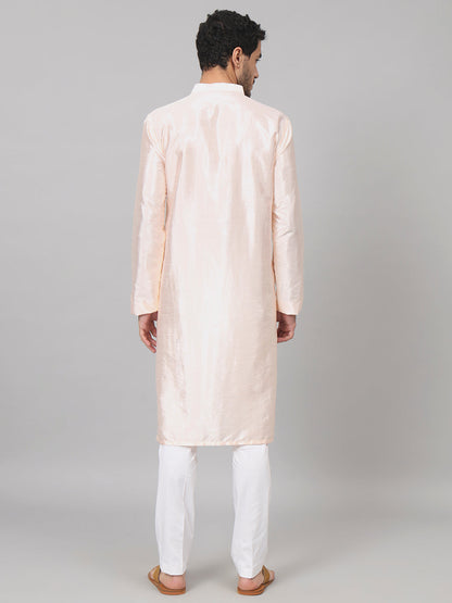 Coral Charm Traditional Embroidered Silk Kurta by Hilo Design - Distacart