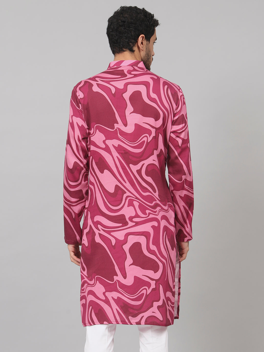 Abstract Marble Print Cotton Kurta by Hilo Design - Distacart