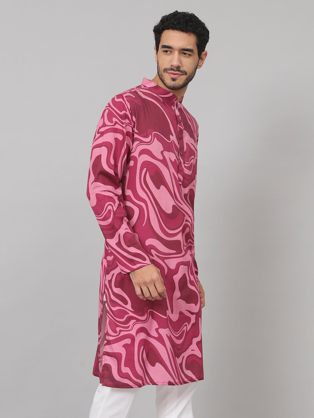 Abstract Marble Print Cotton Kurta by Hilo Design - Distacart
