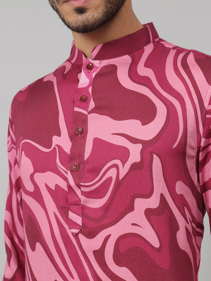 Abstract Marble Print Cotton Kurta by Hilo Design - Distacart