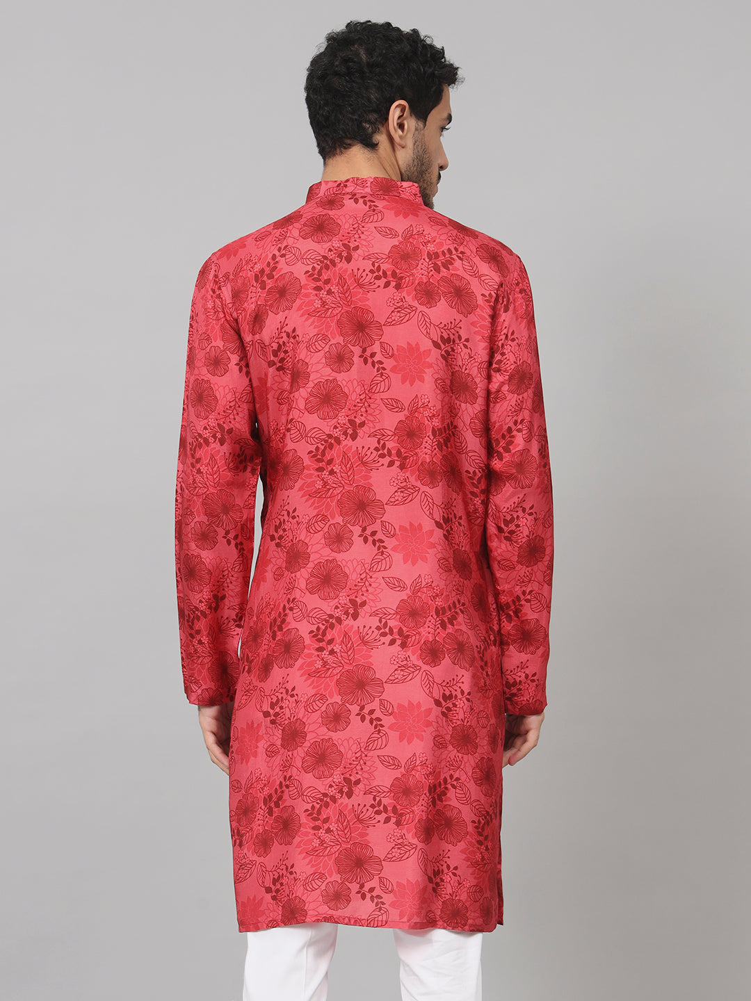 Floral Print Silk Kurta by Hilo Design - Distacart