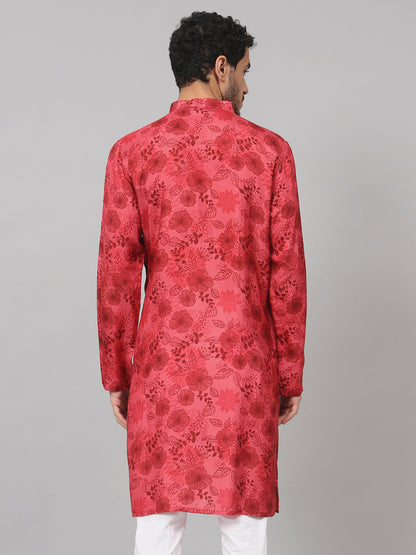 Floral Print Silk Kurta by Hilo Design - Distacart