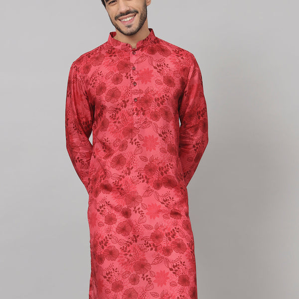 Floral Print Silk Kurta by Hilo Design - Distacart