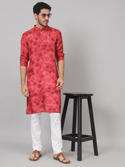 Floral Print Silk Kurta by Hilo Design - Distacart