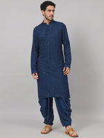 Thumbnail for Teal Blue Mirror Kurta by Hilo Design