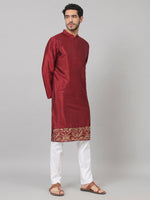 Thumbnail for Zari Embroidered Silk Kurta by Hilo Design