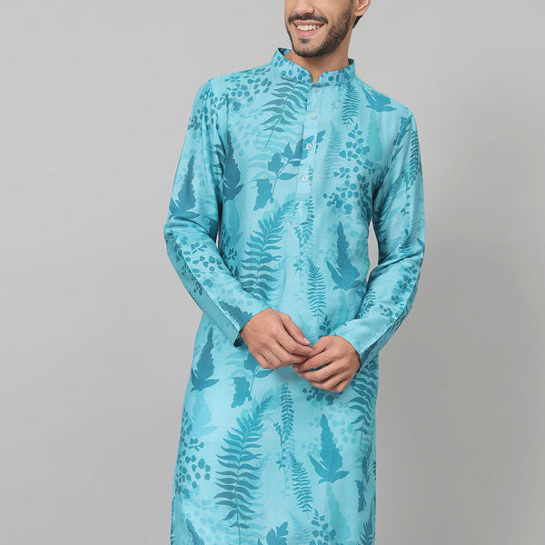 Breezy Leaves Print Cotton Kurta by Hilo Design - Distacart