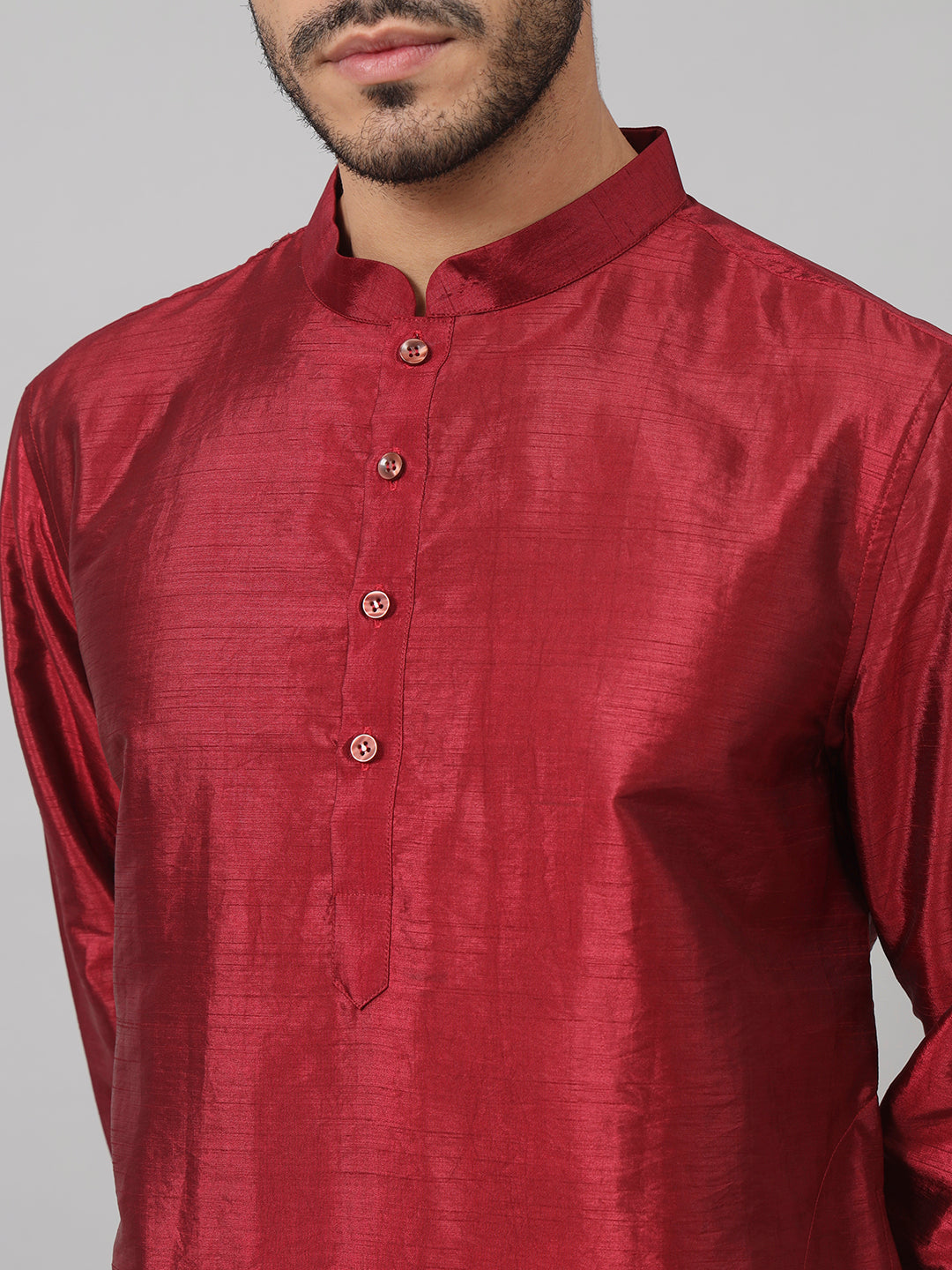 Zari Embroidered Silk Kurta by Hilo Design