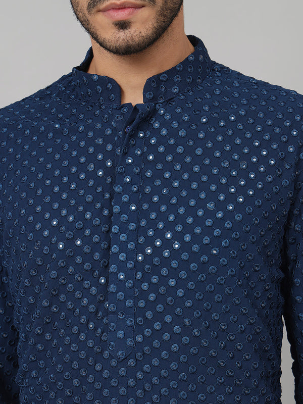 Teal Blue Mirror Kurta by Hilo Design