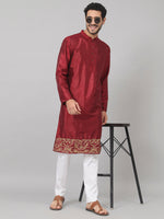 Thumbnail for Zari Embroidered Silk Kurta by Hilo Design