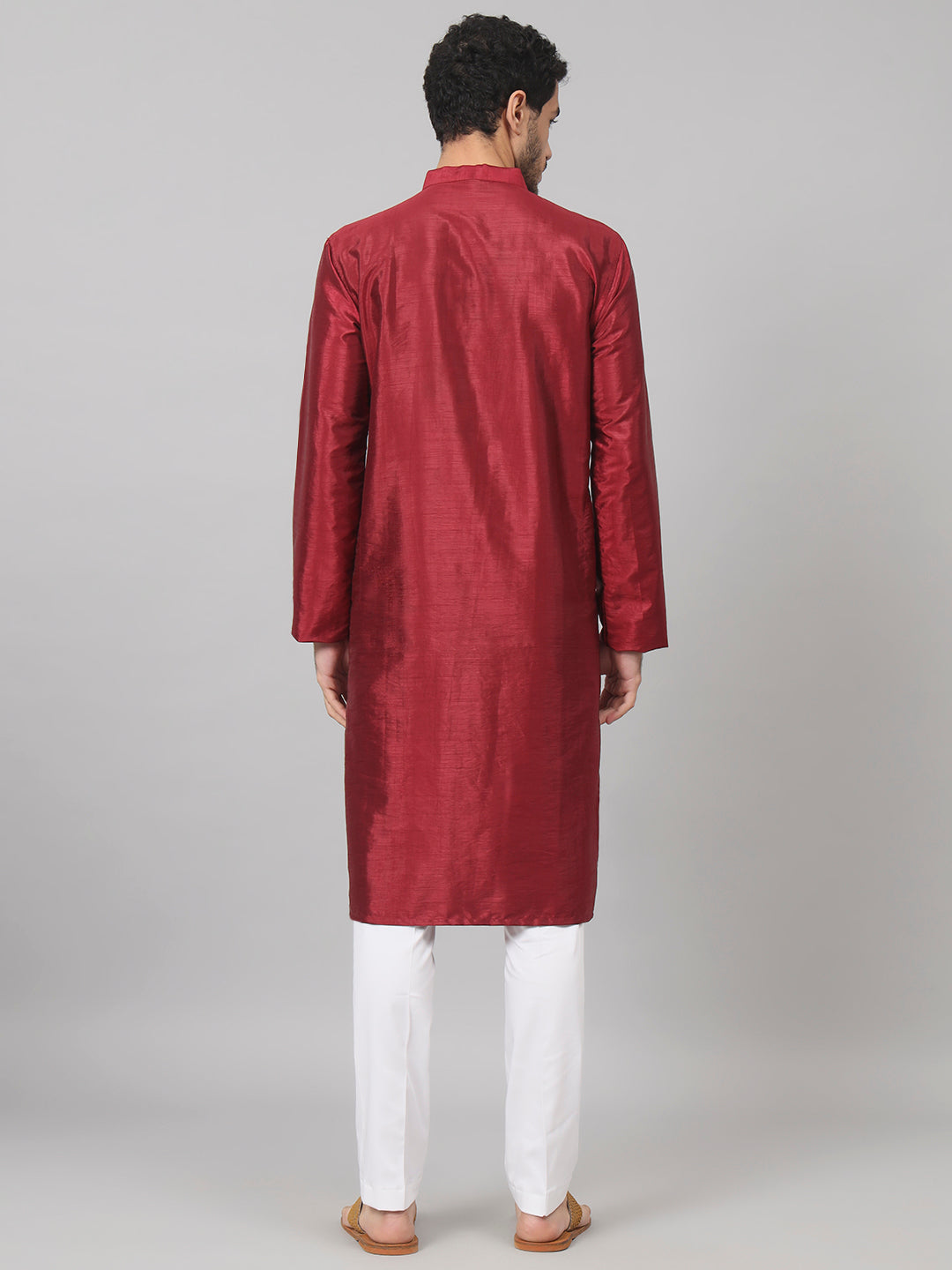 Traditional Neckline Embroidered Silk Kurta by Hilo Design - Distacart