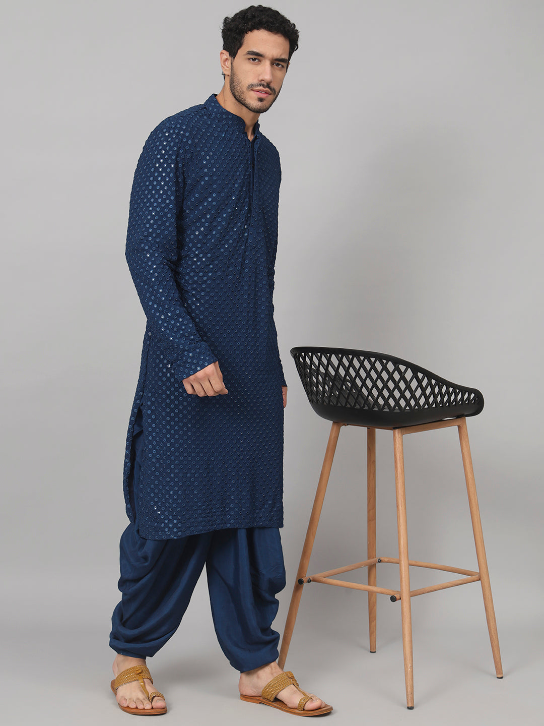 Teal Blue Mirror Kurta by Hilo Design