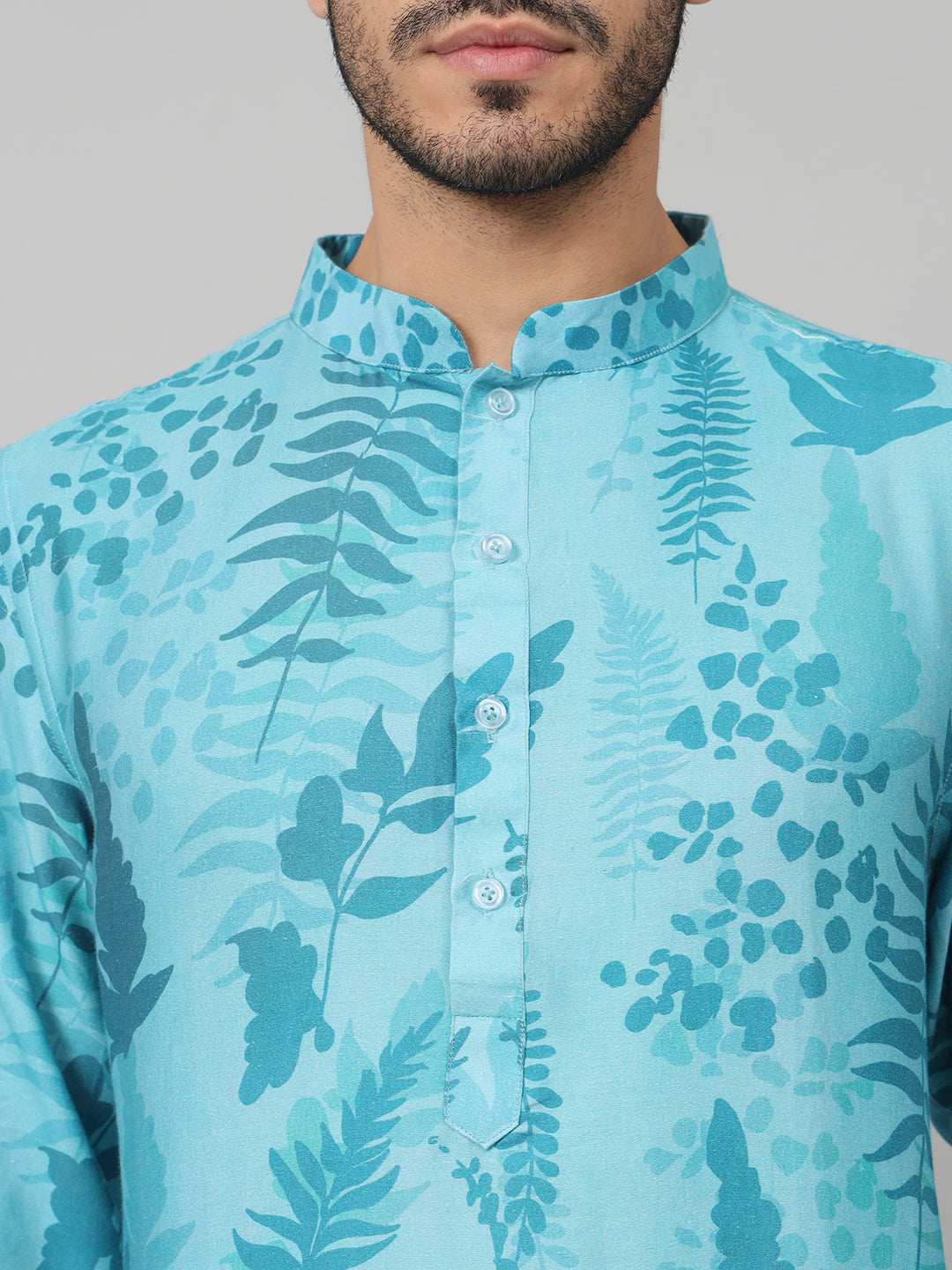 Breezy Leaves Print Cotton Kurta by Hilo Design - Distacart