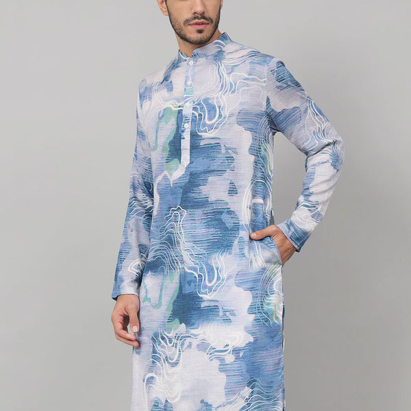 Marble Print Cotton Kurta by Hilo Design - Distacart