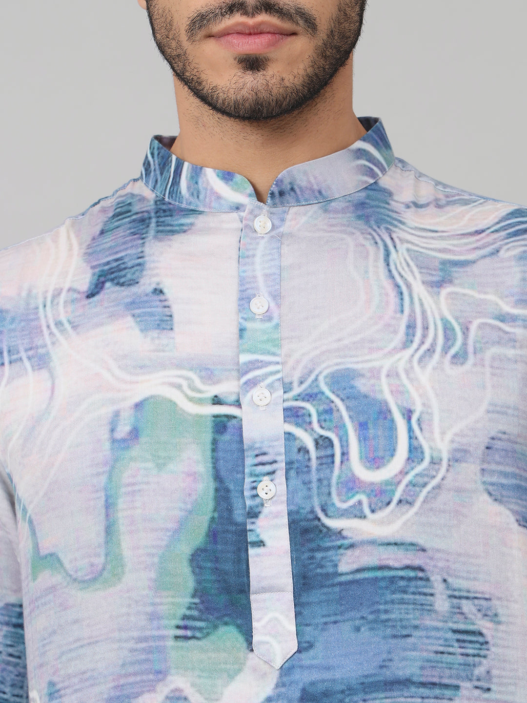 Marble Print Cotton Kurta by Hilo Design - Distacart