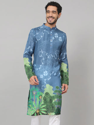 Tree Bark Classy Print Silk Kurta by Hilo Design