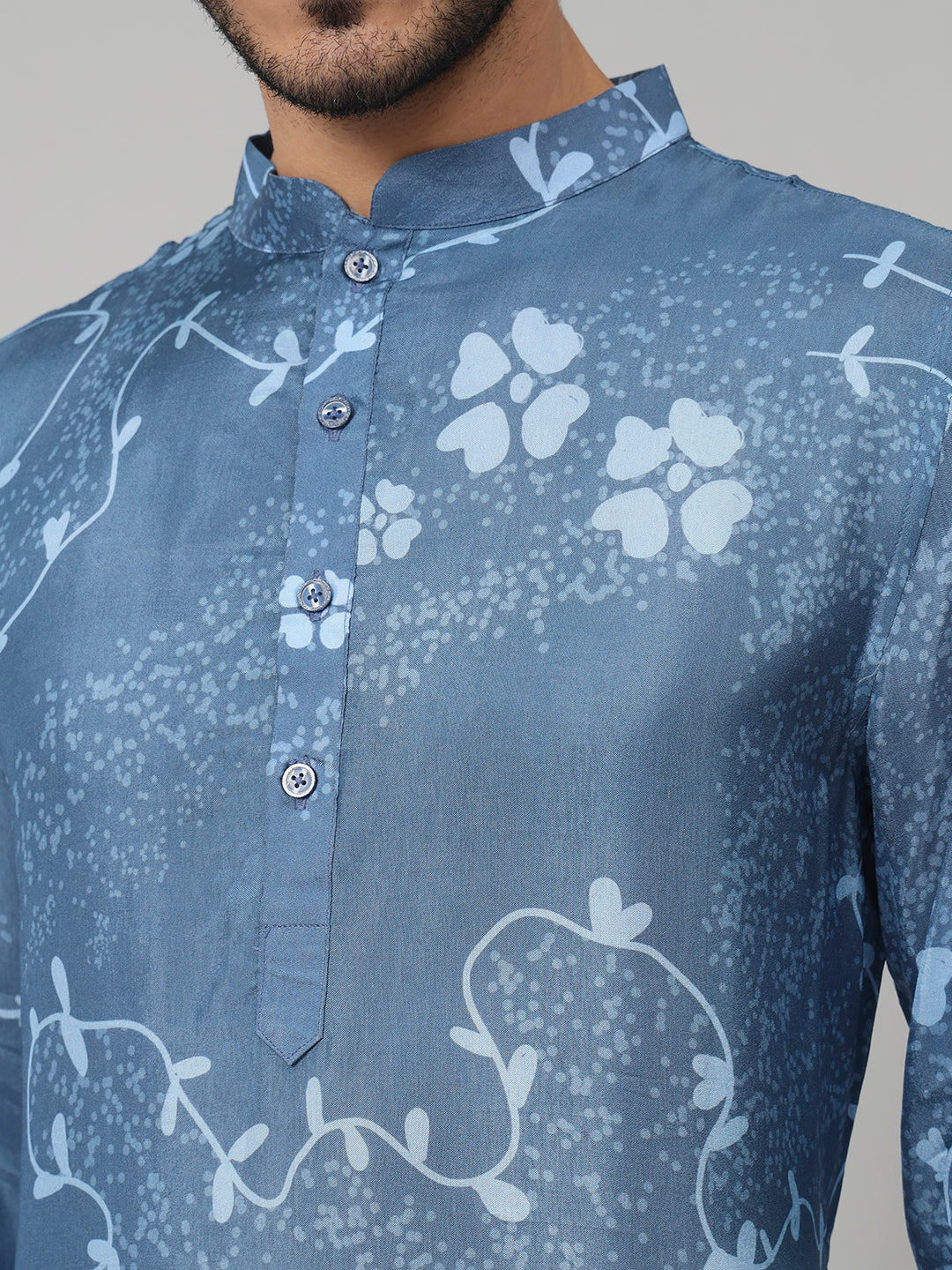 Tree Bark Classy Print Silk Kurta by Hilo Design - Distacart