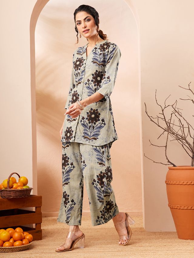 Janasya Multi Straight Cotton Co-Ords - Dista