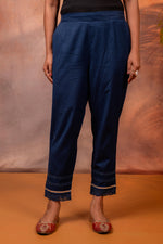 Thumbnail for Juniper Navy Solid Cotton Flex Slim Fit Women Pants With One Pocket - Distacart