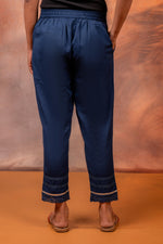 Thumbnail for Juniper Navy Solid Cotton Flex Slim Fit Women Pants With One Pocket - Distacart