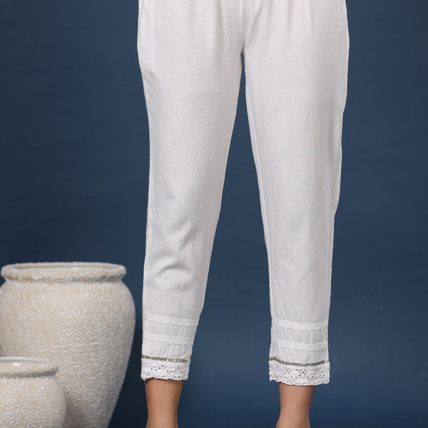 Juniper Women White Cotton Flex Solid Slim Fit Pant/Slim Pant - Distacart