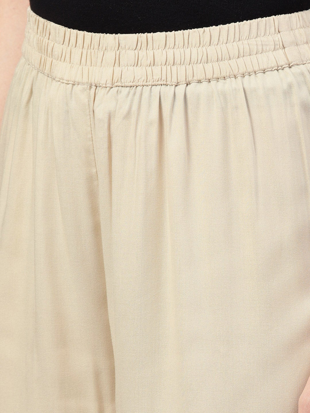 Juniper Beige Solid Rayon Wide Leg Women Palazzo With One Pocket - Distacart