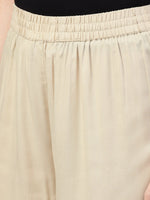 Thumbnail for Juniper Beige Solid Rayon Wide Leg Women Palazzo With One Pocket - Distacart