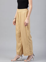Thumbnail for Juniper Gold Solid Rayon Wide Leg Women Palazzo With One Pocket - Distacart