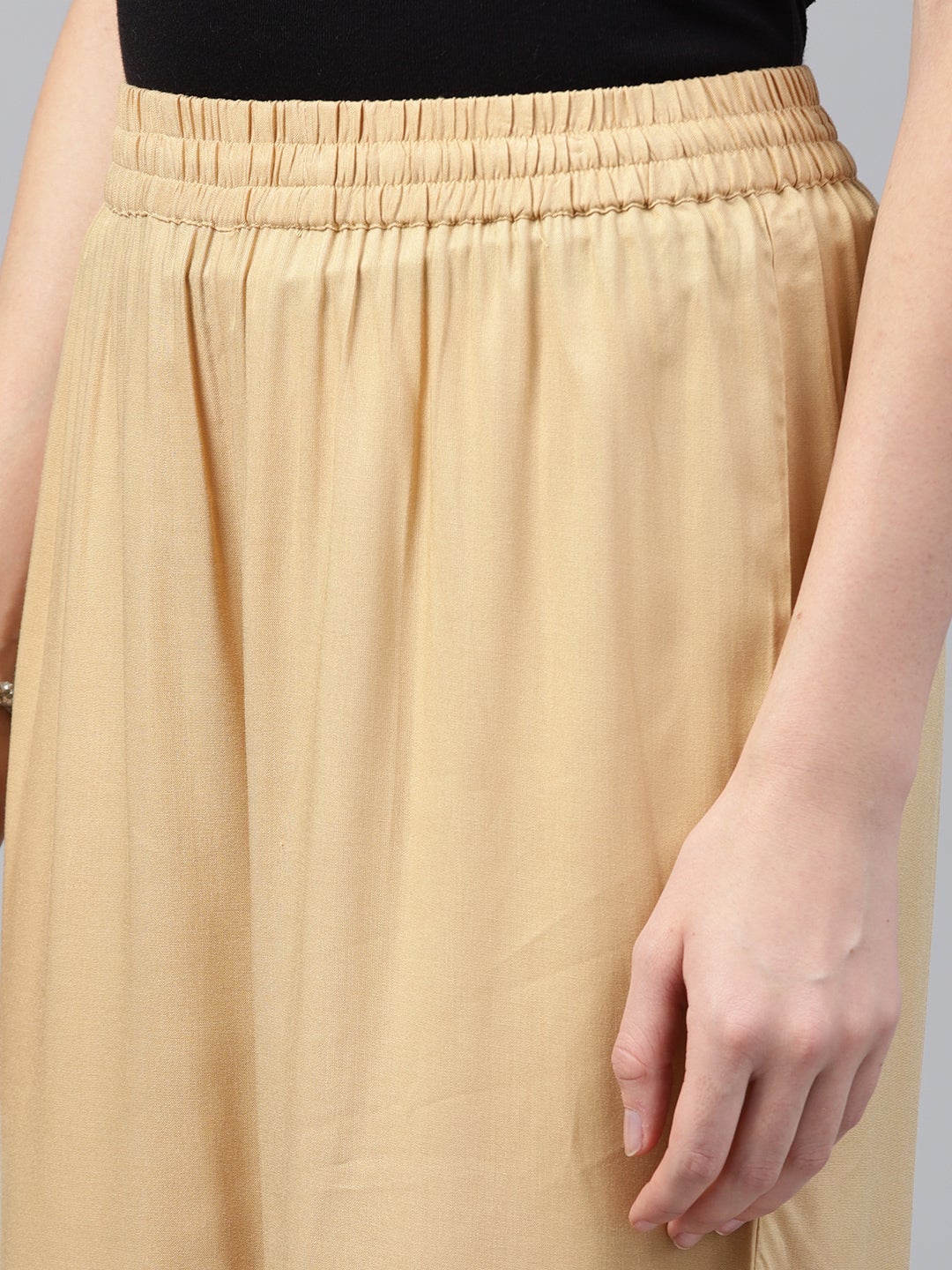 Juniper Gold Solid Rayon Wide Leg Women Palazzo With One Pocket - Distacart