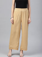 Thumbnail for Juniper Gold Solid Rayon Wide Leg Women Palazzo With One Pocket - Distacart