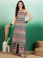 Thumbnail for Sangria Printed Straight Kurta With Palazzo Set