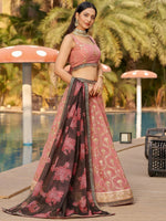 Thumbnail for Tulsi Art Wonderful Pink Thread Work Georgette Function Wear Lehenga Choli